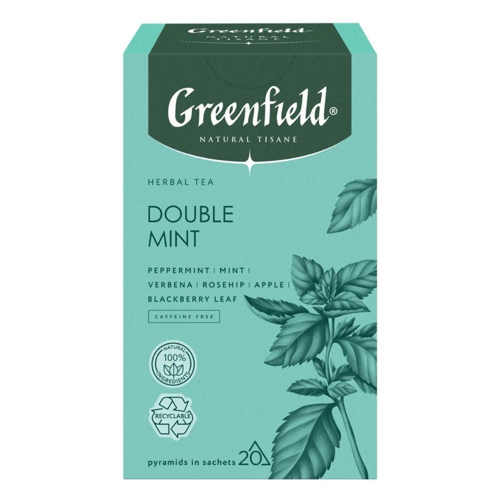 Чайный напиток "Greenfield Tisane Double Mint", 20 пакетиков x 1.8 г, с мятой