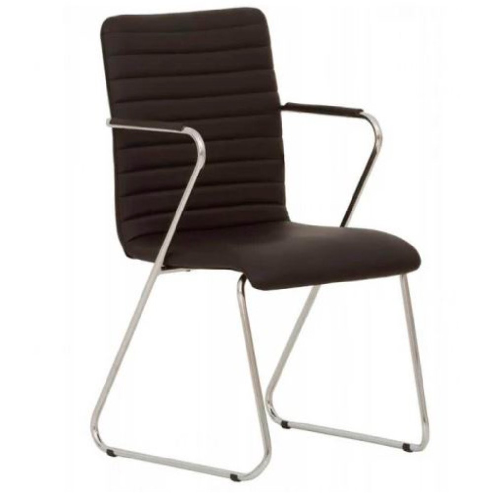 Кресло для посетителей SitUp TASK Chrome, экокожа черный