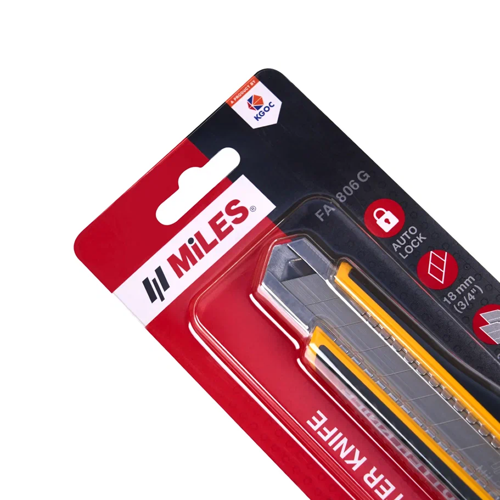 Нож строительный Miles "FA1806G/Y", 18 мм, усиленный - 2