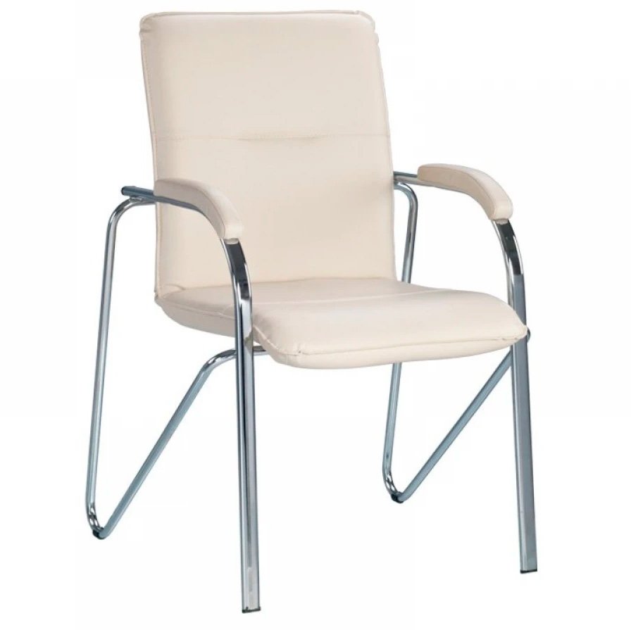 Кресло для посетителей SitUp Samba Chrome, экокожа крем
