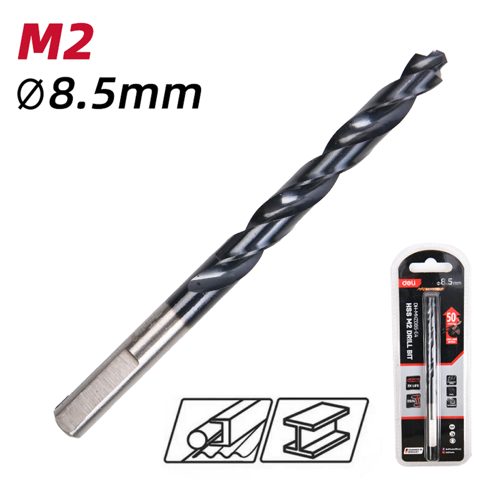 Сверло по металлу Deli RS EDH-MHZ085-E4, 8.5 мм, DIN 338, HSS-TiN - 2