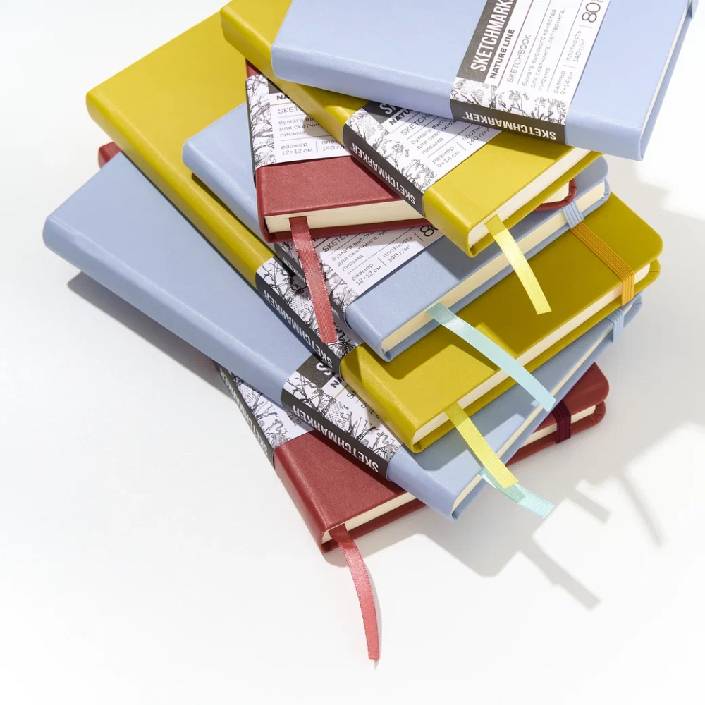 Скетчбук "Sketchmarker", 12х12 см, 140 г/м2, 80 листов, красный винтаж - 8
