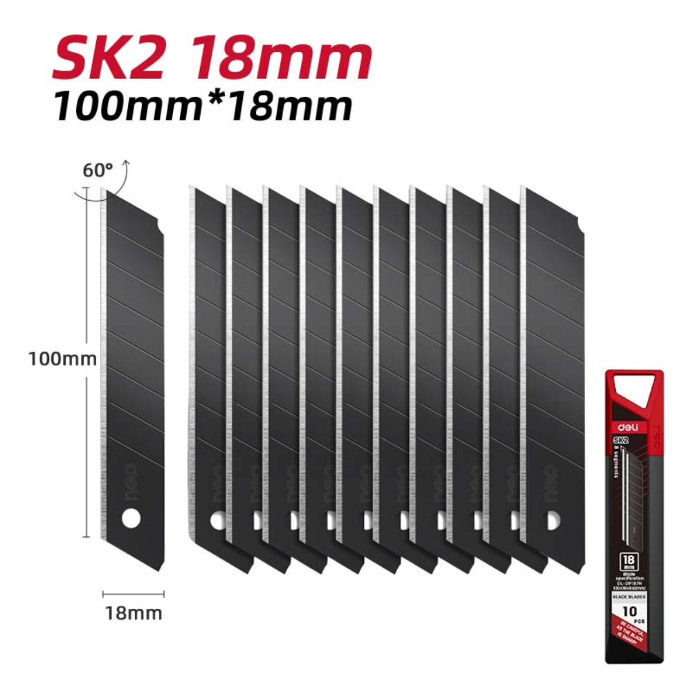 Лезвие для большого ножа "Deli SK2",18 мм, 10 штук - 5