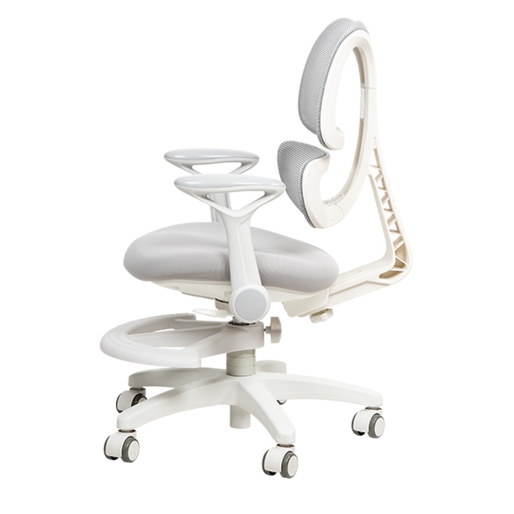 Кресло детское Ergosmart Antey, ткань, пластик, корпус белый, подставка для ног, с чехлом салатовым, серый - 12