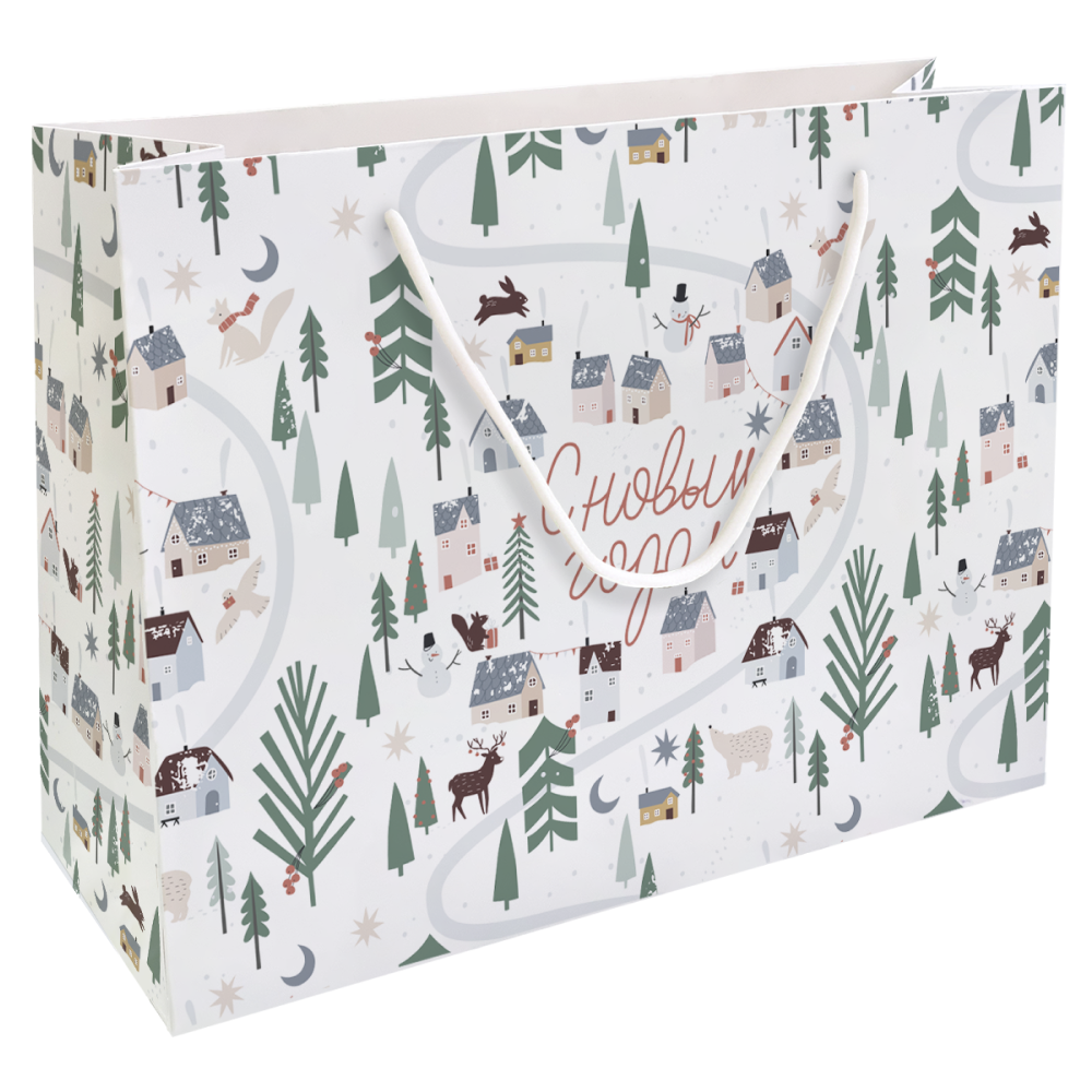 Пакет бумажный подарочный "Village", 36х26х12 см