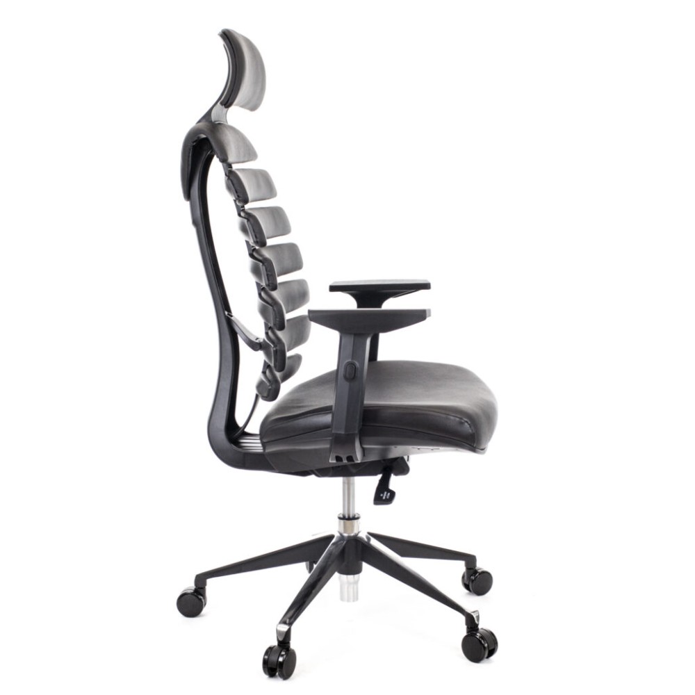 Кресло для руководителя EVERPROF "Ergo", экокожа, алюминий, черный - 3