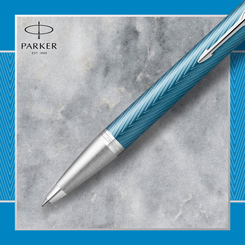 Ручка шариковая автоматическая Parker "IM Premium Blue Grey CT", 1.0 мм, синий, серый, стерж. синий - 4