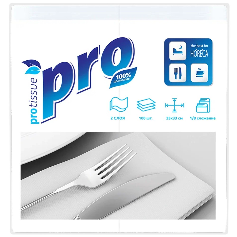 Салфетки бумажные PROtissue, 100 листов