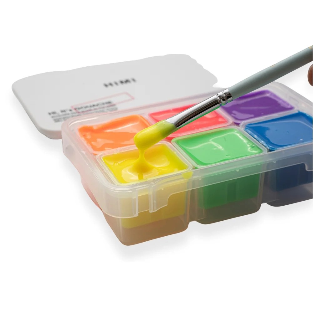 Краски гуашевые "Himi Jelly Cup.Glow in the dark. Bright color", набор 6 цветов, 23 мл., кювета, пластиковый футляр - 2