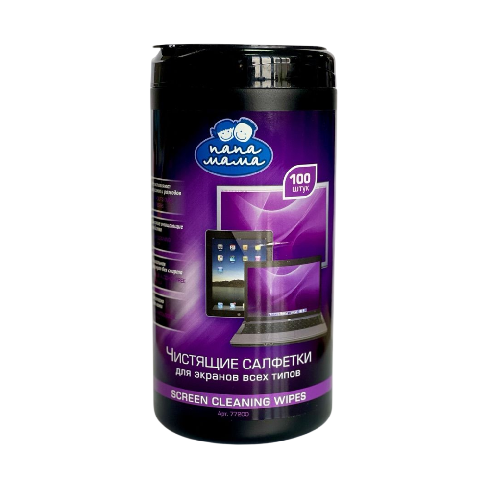 Чистящие салфетки для экранов "Zala" в тубе, 100 шт