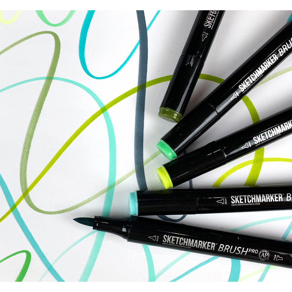 Маркер перманентный двусторонний "Sketchmarker Brush", R112 мандариновый - 5
