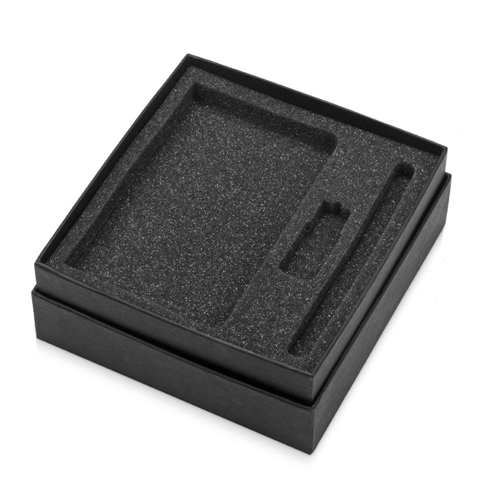 Коробка подарочная "Smooth M" для ручки, флешки и блокнота A6, черный - 2