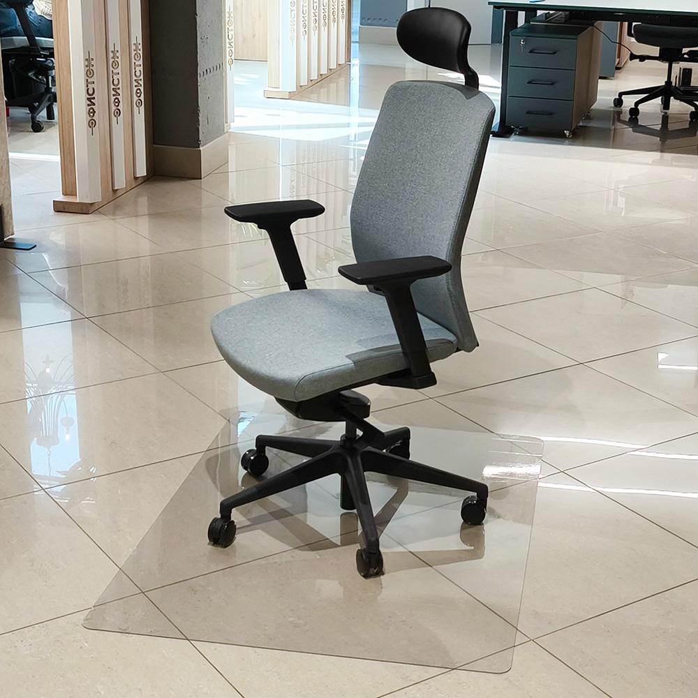 Коврик напольный защитный под кресло 1200x900x2 мм, прозрачный (поливинилхлорид) 