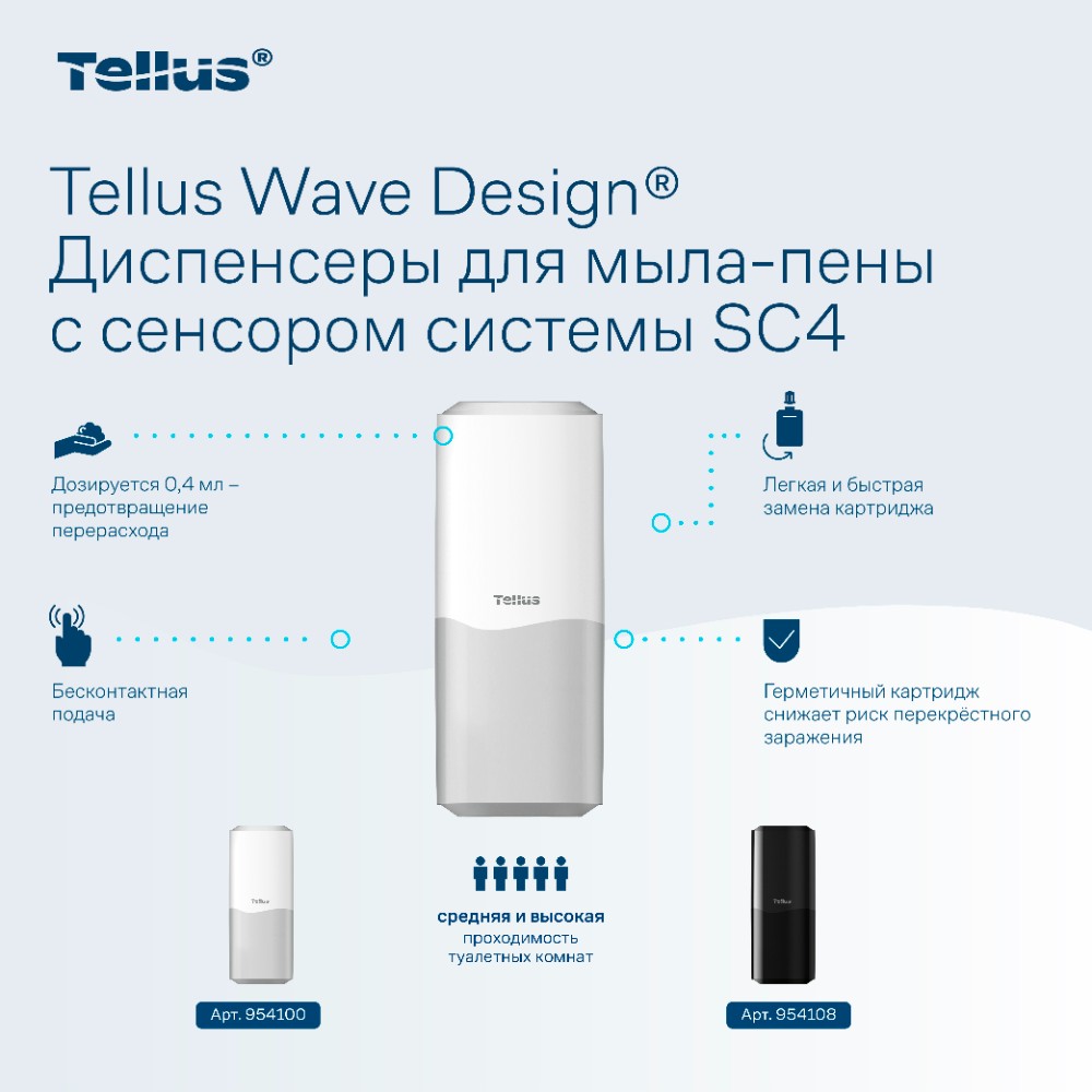 Диспенсер Tellus для мыла-пены, сенсорный, белый, SC4 - 8
