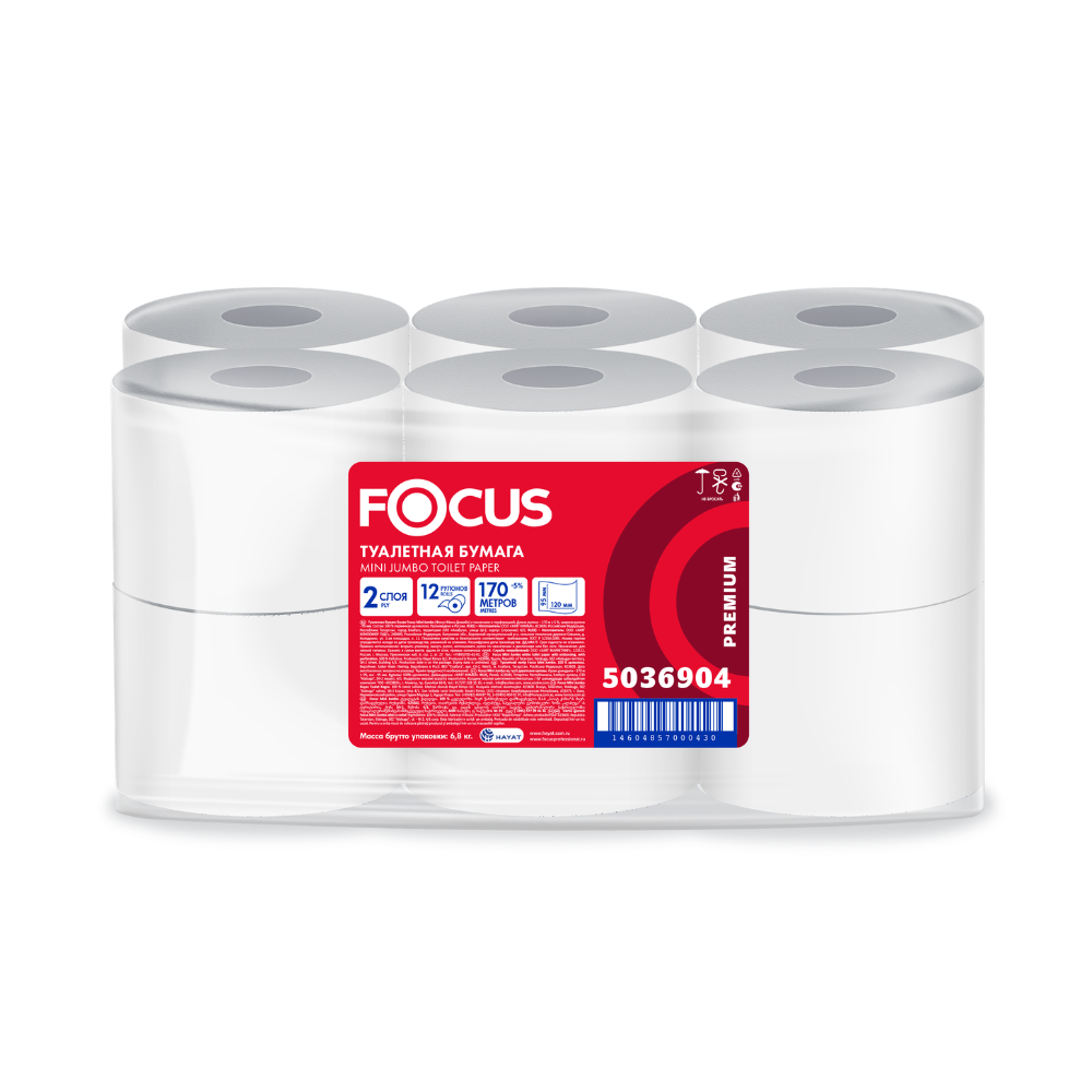 Бумага туалетная Focus Premium, 170 метров, 2 слоя, 100% целлюлоза