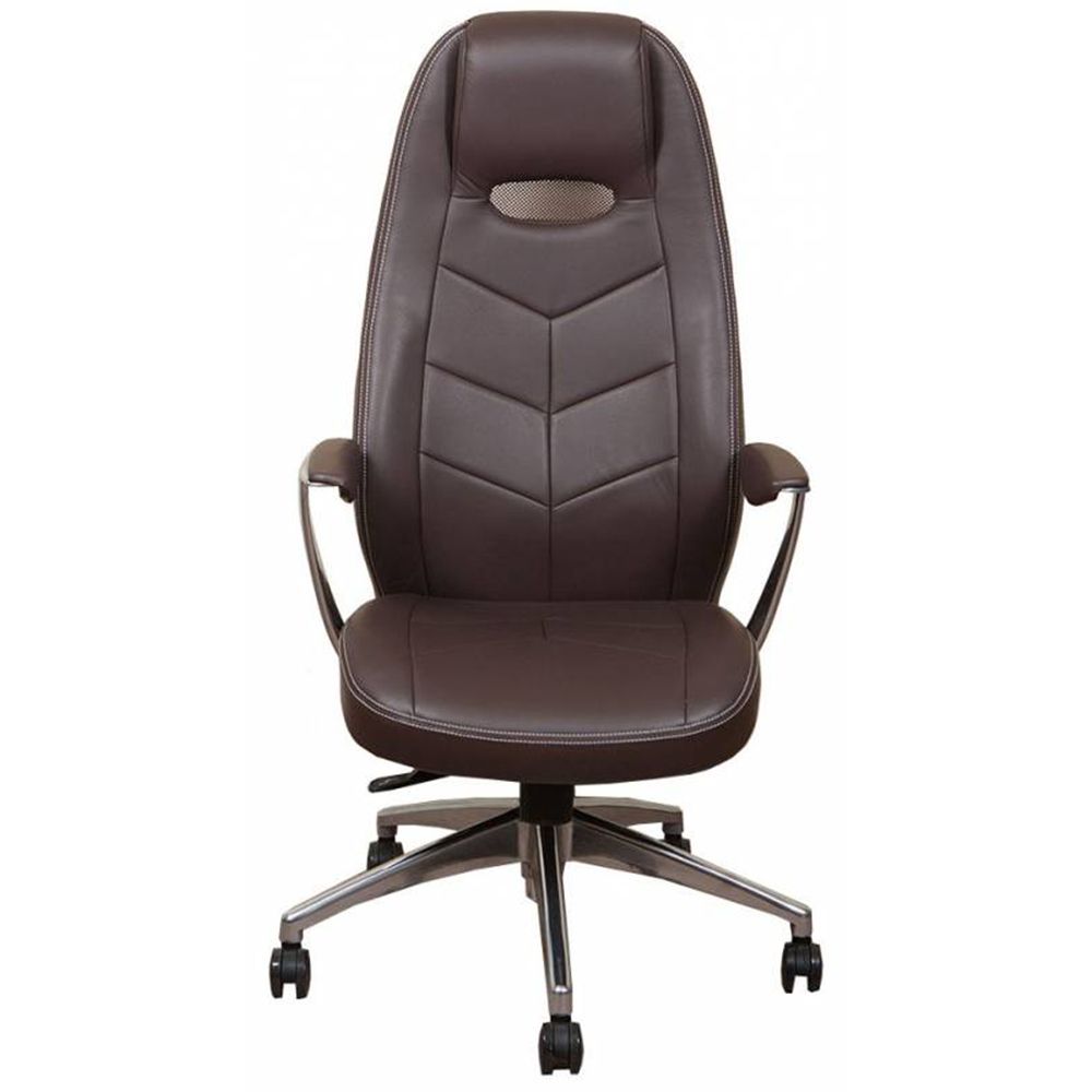 Кресло для руководителя "Бюрократ ZEN", кожа, алюминий, коричневый - 2