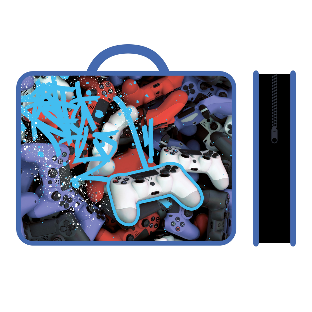 Папка для тетрадей "Время для игры", А4, на молнии, пластик, синий