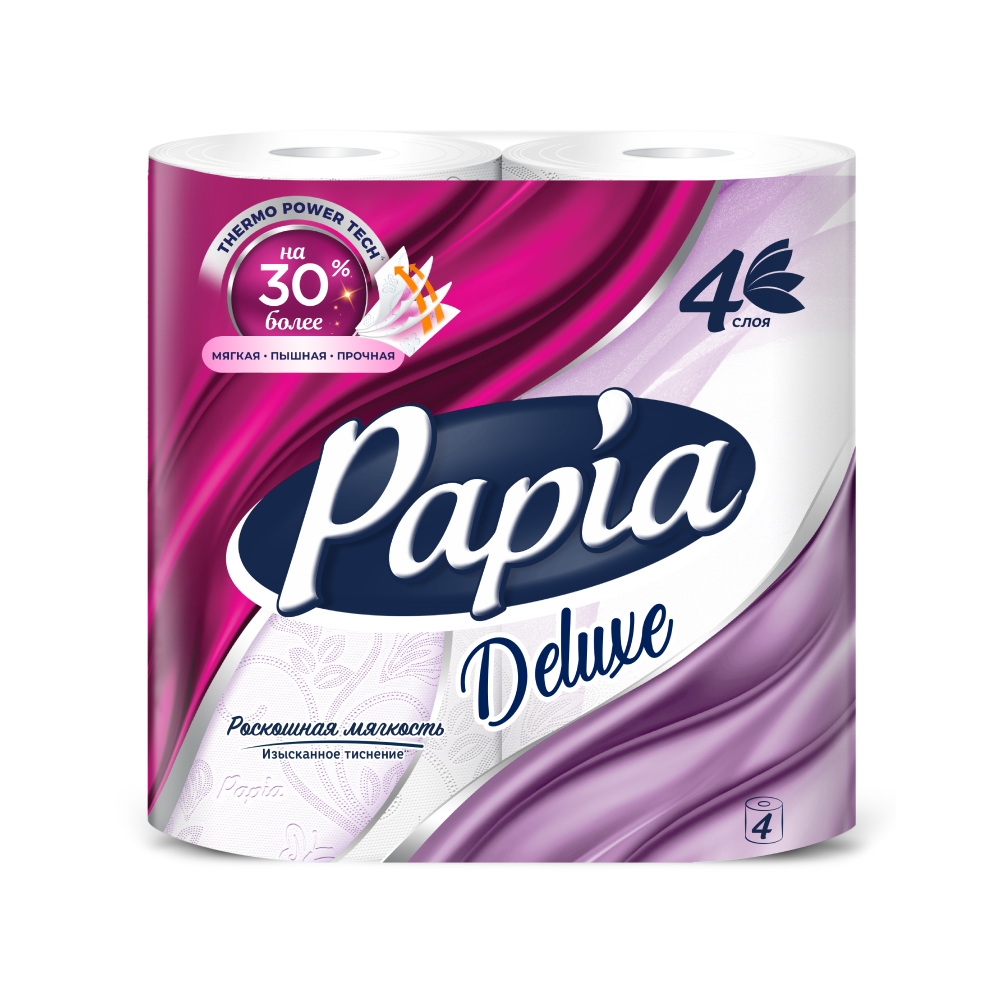 Бумага туалетная  Papia Deluxe, 16,5м, 4 слоя