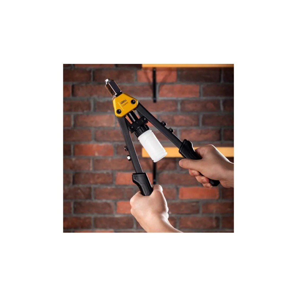 Заклепочник двуручный Deli YS EDL236913, 330 мм, 2.4- 6.4 мм, желтый, черный - 2