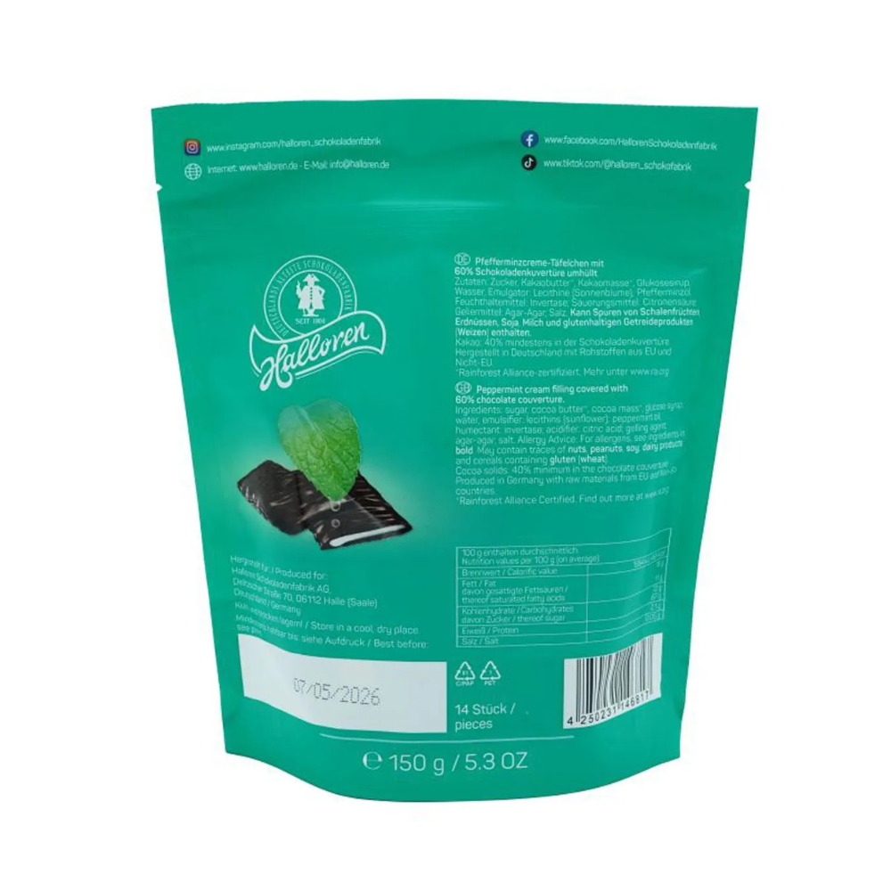 Шоколад темный "Halloren. Thins Mints", 150 гр, с мятной начинкой - 2