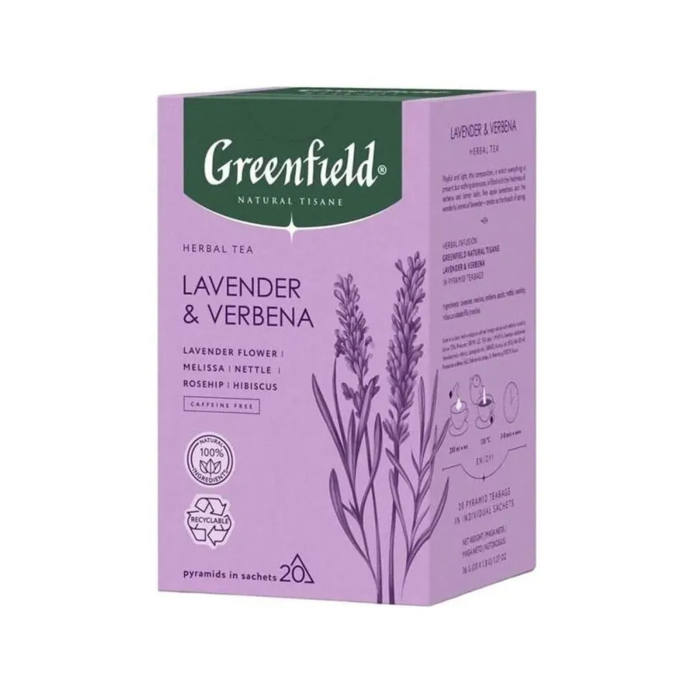 Чайный напиток "Greenfield Tisane Lavender&Verbena", 20 пакетиков x 1.8 г, с лавандой и вербеной