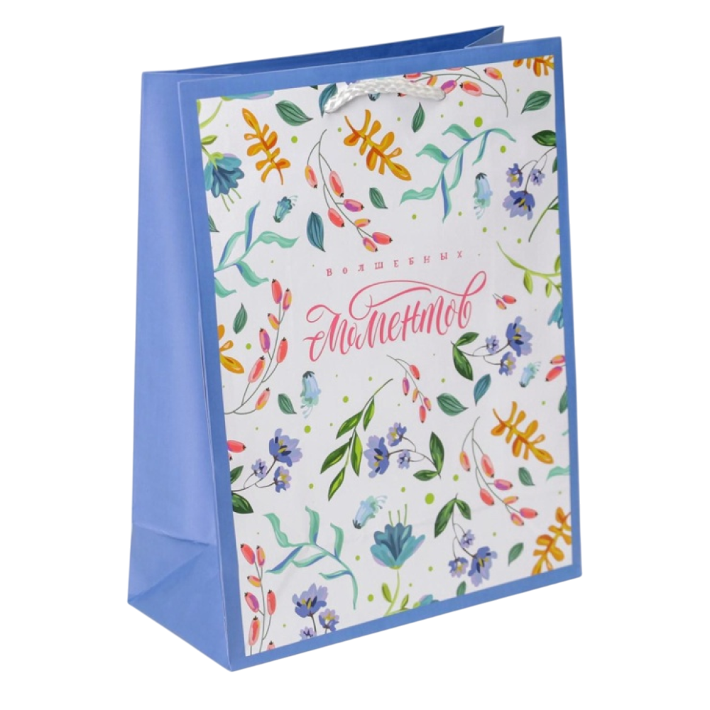 Пакет бумажный подарочный "Best wishes", 18х23х8 см