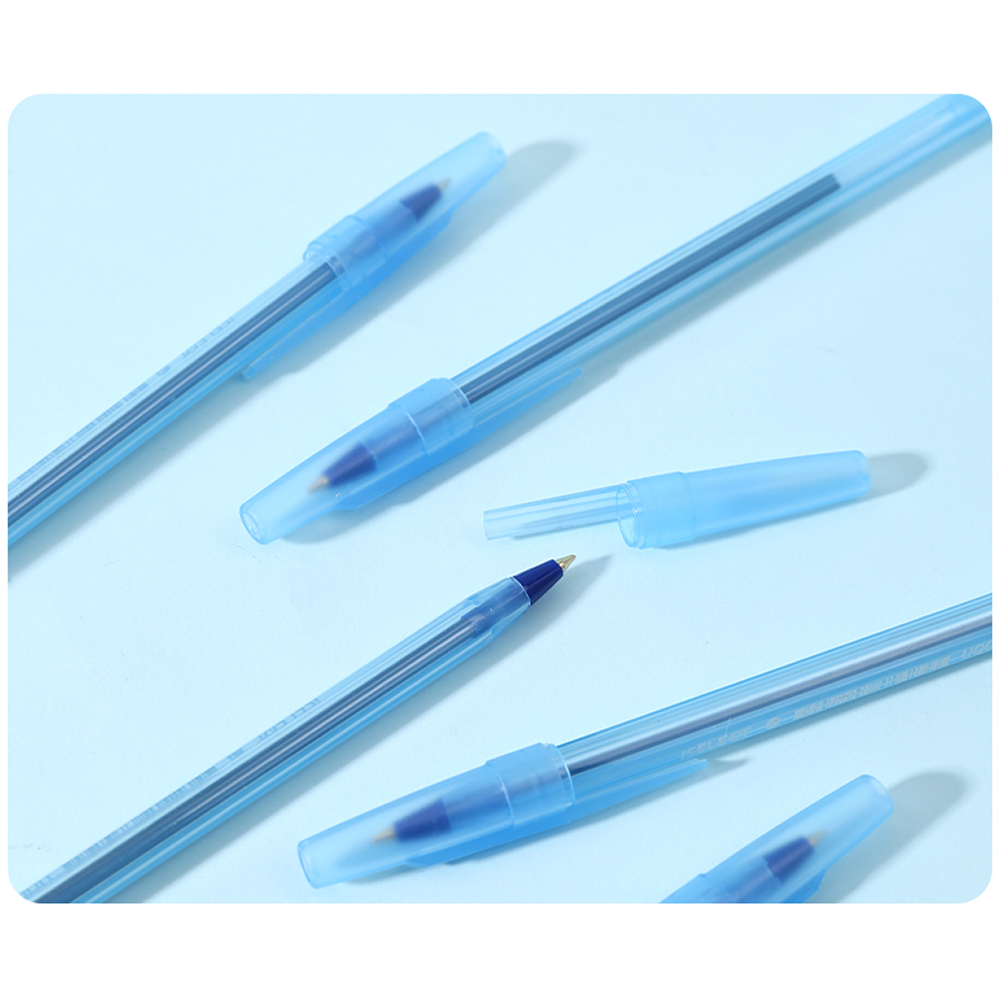 Ручка шариковая "iSelect", 0.7 мм., пластик, прозрачный синий, стерж. синий - 5