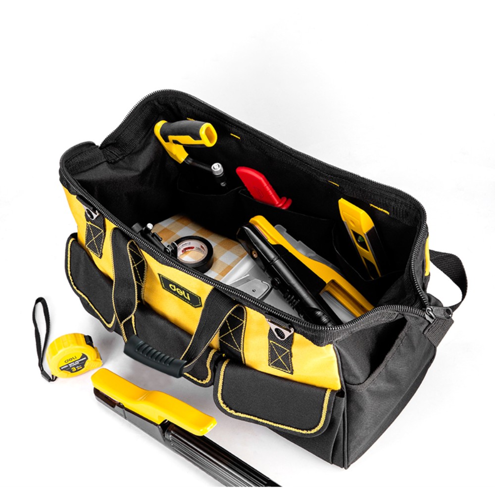 Сумка для инструментов Deli "EDL430118", 430x200x290 мм, 14 карманов, черный, желтый - 4