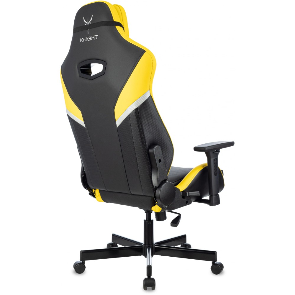 Кресло игровое Бюрократ Knight Thunder 5X экокожа, черный, желтый, металл - 7