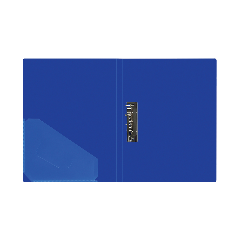 Папка В-611 "Стандарт" с зажимом и карманом, пластик , синий - 3