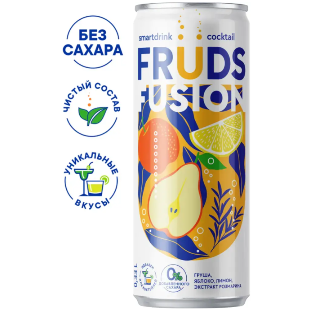 Напиток "Fruds Fusion", вкус груша-яблоко-лимон, 0.33 л