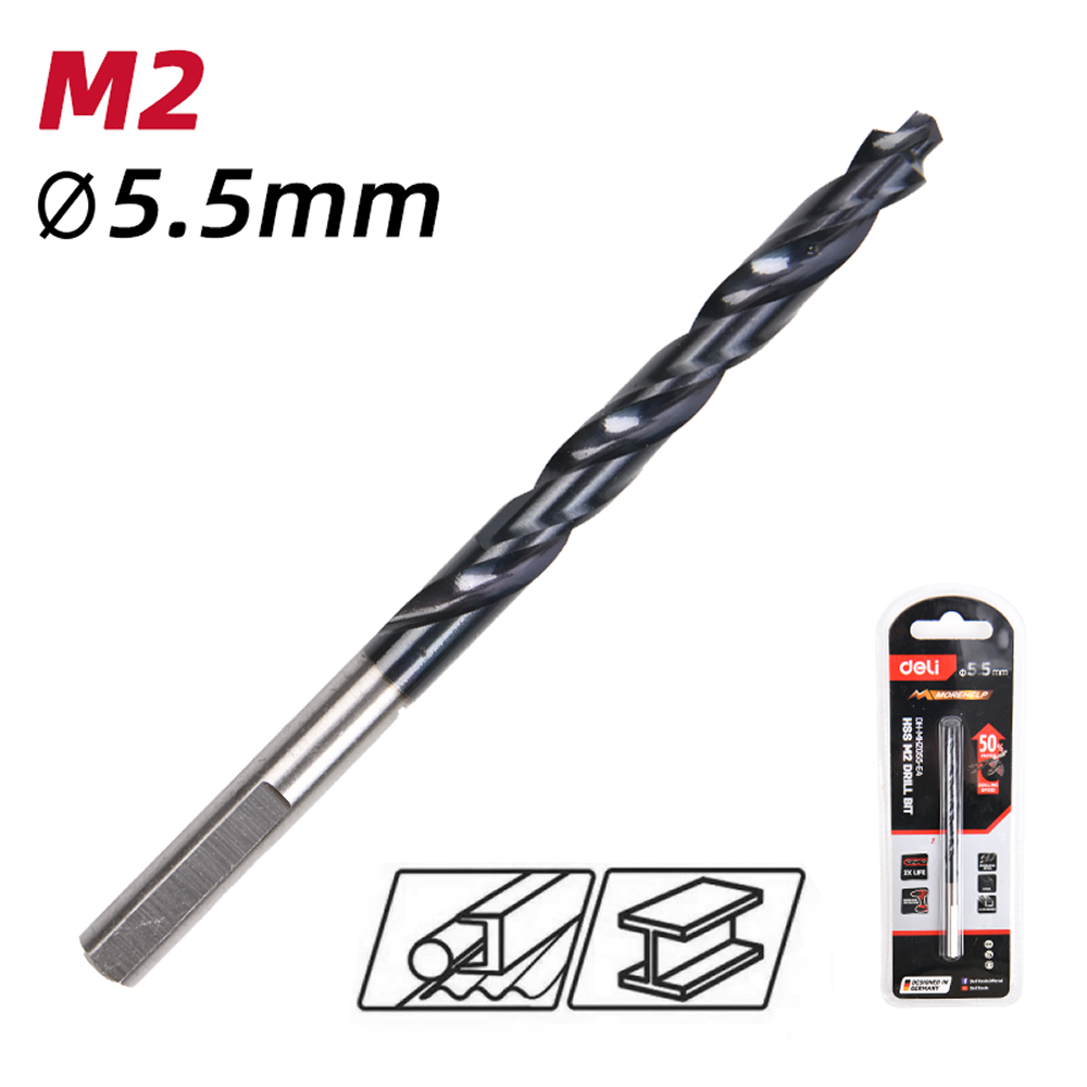 Сверло по металлу Deli RS EDH-MHZ055-E4, 5.5 мм, DIN 338, HSS-TiN - 2