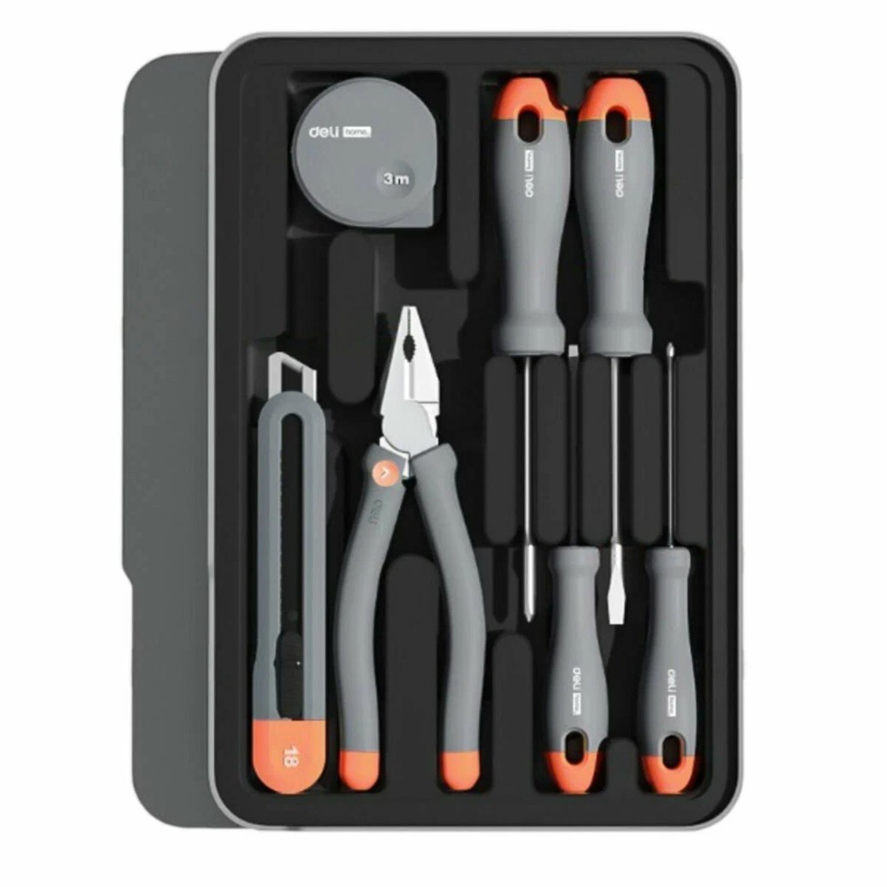 Набор ручного инструмента Deli HS H1001-ADE, 15 предметов, бокс, Soft Touch, оранжевый - 2