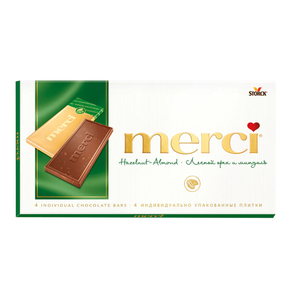 Конфеты "Merci", с дробленым лесным орехом и миндалем