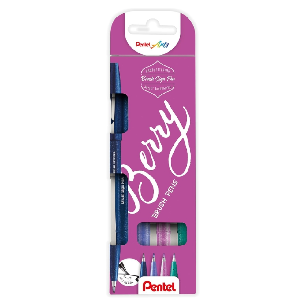 Маркер-кисть "Brush Sign pen. Berry", 4 шт