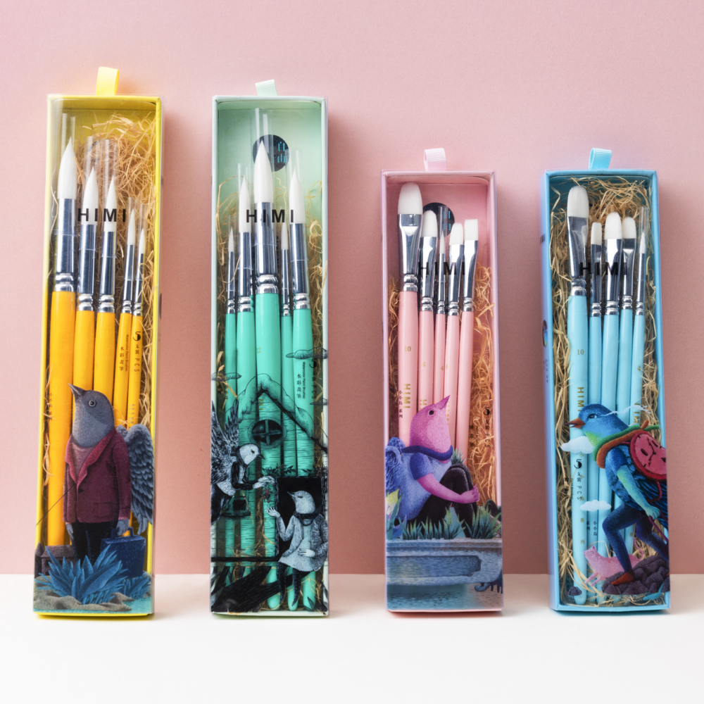 Кисть "Himi Miya Little Bird" синтетика, 5 шт, розовый - 8