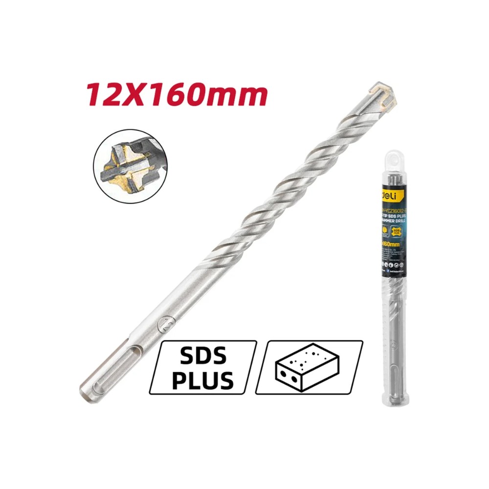 Бур по бетону Deli YS EDH-YCZ16012-E1, 12x160 мм, X-Tip, SDS-PLUS - 13
