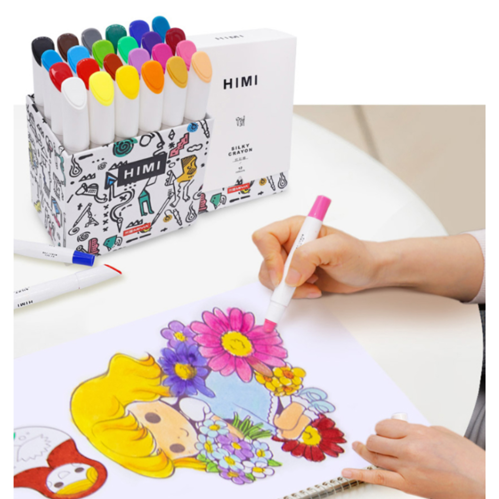 Мелки восковые "Himi Silky Crayon", 24 цвета, ассорти - 7