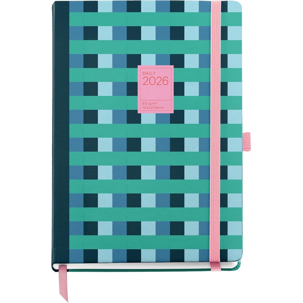 Ежедневник датированный "Colour Block" 2026, A5, линейка, синий, зеленый