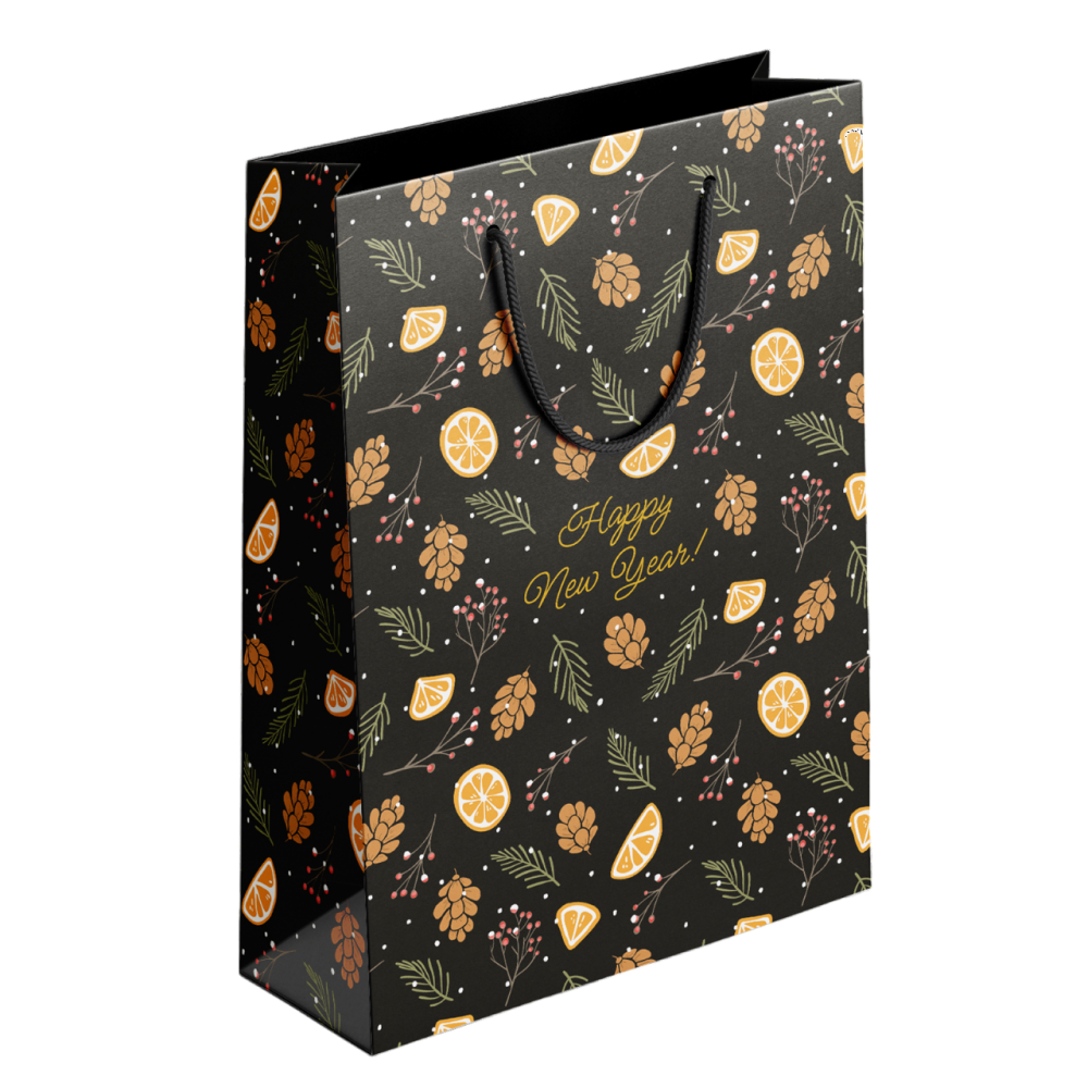 Пакет бумажный подарочный "Шишки", 32х49х12 см