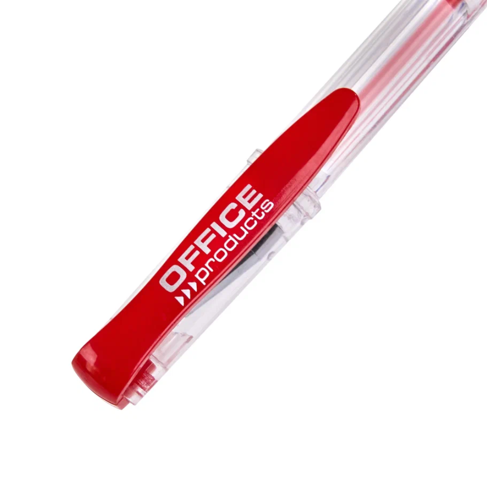 Ручка гелевая "Office Products", 0.5 мм, прозрачный, стерж. красный - 4