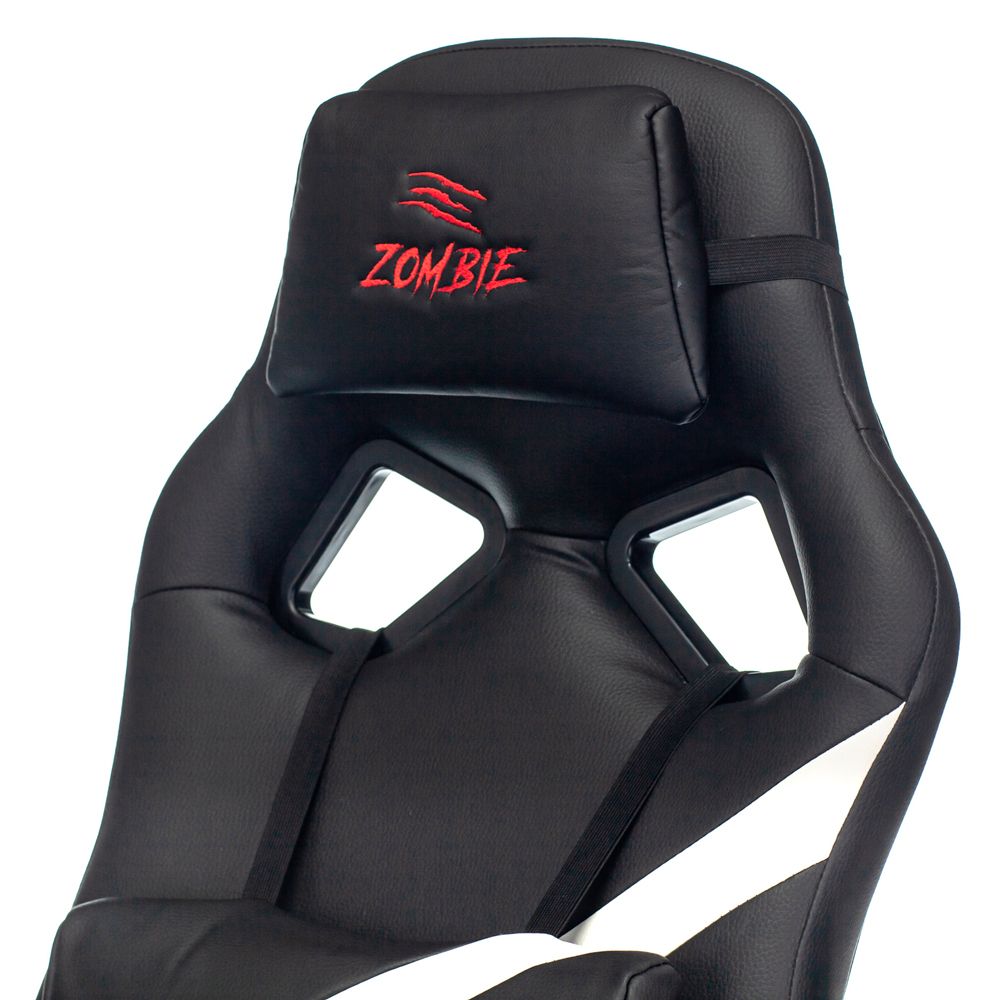 Кресло игровое "Zombie DRIVER", экокожа, пластик, черный, белый - 8