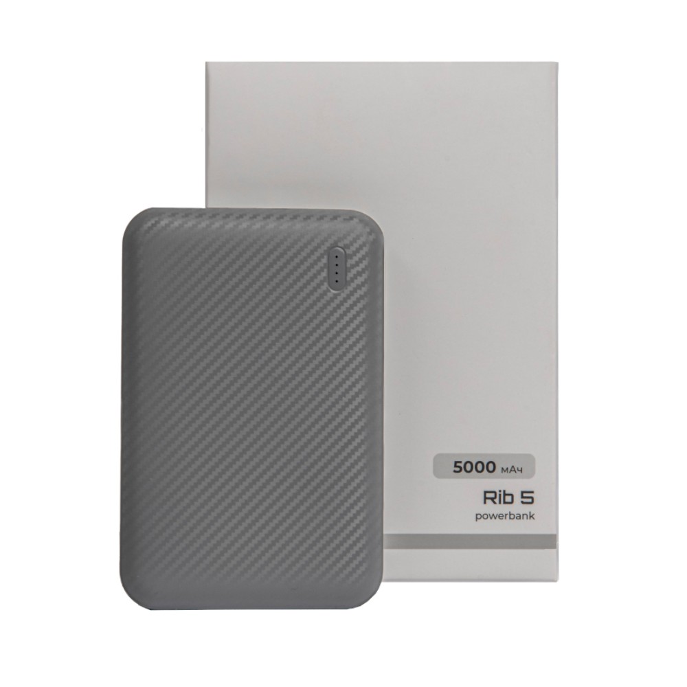 Внешний аккумулятор Power Bank "Rib 5", 5000 mAh, серый - 6