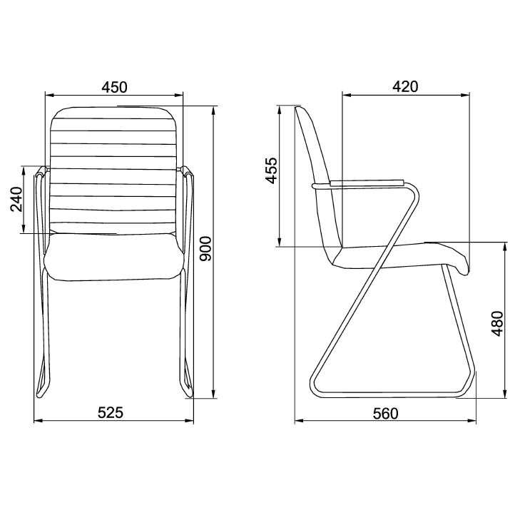 Кресло для посетителей SitUp TASK chrome экокожа, кремовый - 2