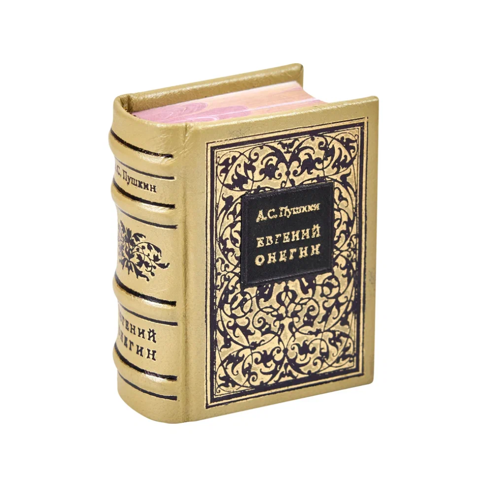 Книга-мини "Евгений Онегин", Александр Пушкин, натуральная кожа, в сундучке с лупой, 40х57 мм, ассорти - 3