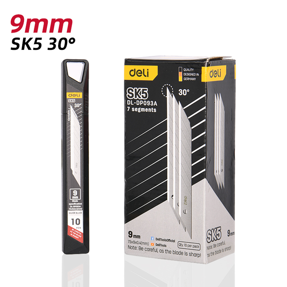 Лезвия для малого ножа "Deli SK5", 9 мм, 10 штук - 2