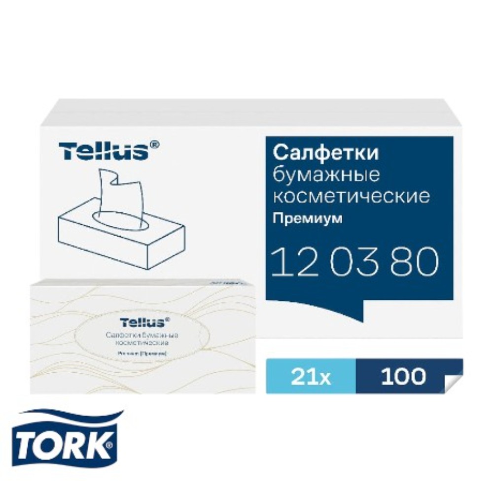 Салфетки косметические Tellus Премиум, 100шт/уп, FT1