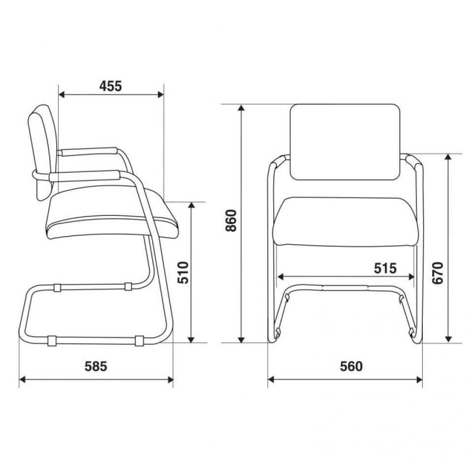Кресло на полозьях "Бюрократ CH-271-V", кожзам, металл, черный - 5