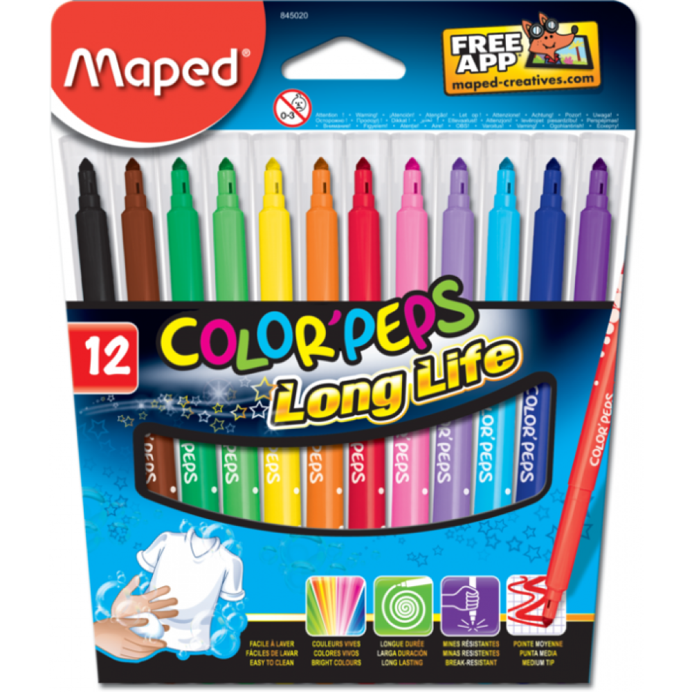 Фломастеры Maped "Color Peps", 12 шт