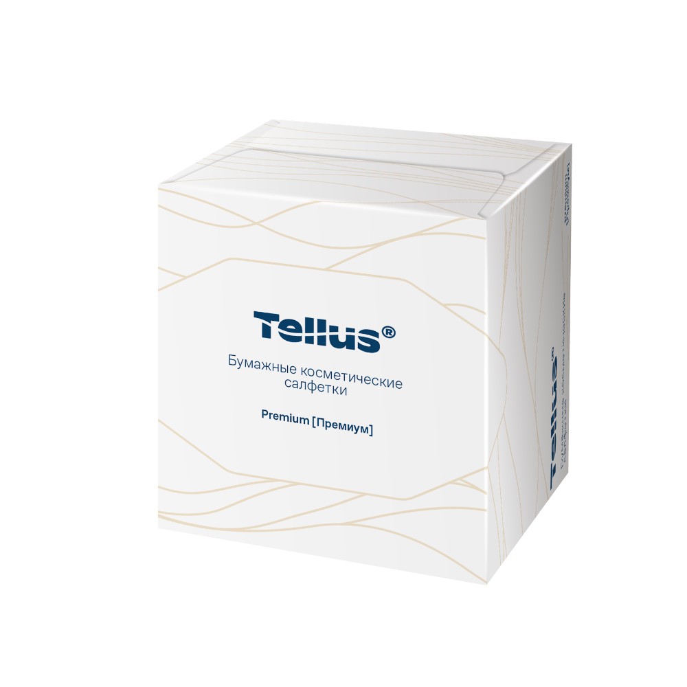 Салфетки косметические Tellus Премиум, 90шт/уп, в кубе - 3